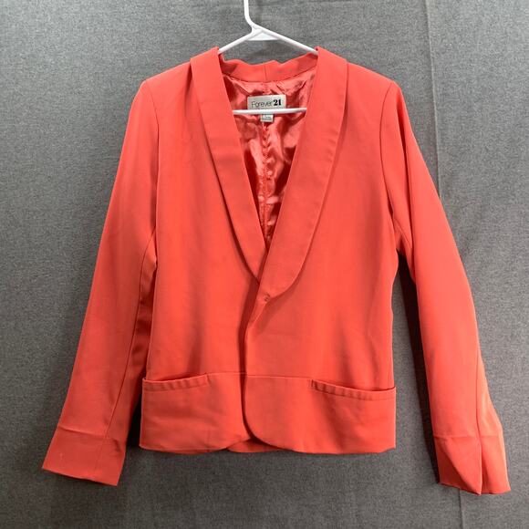 FOREVER 21 Suits Womens Size Large Orange Formal Top Blazer - Picture 1 of 8